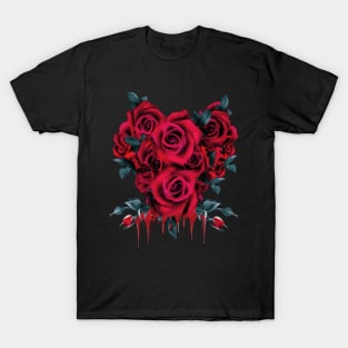 Soft Grunge Aesthetic Bleeding - Red Roses - Punk Nu Goth T-Shirt